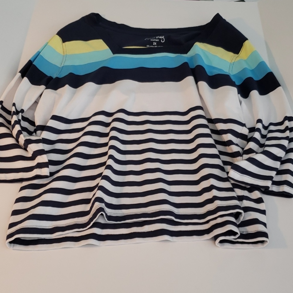Coral Bay striped tee square neck 2X